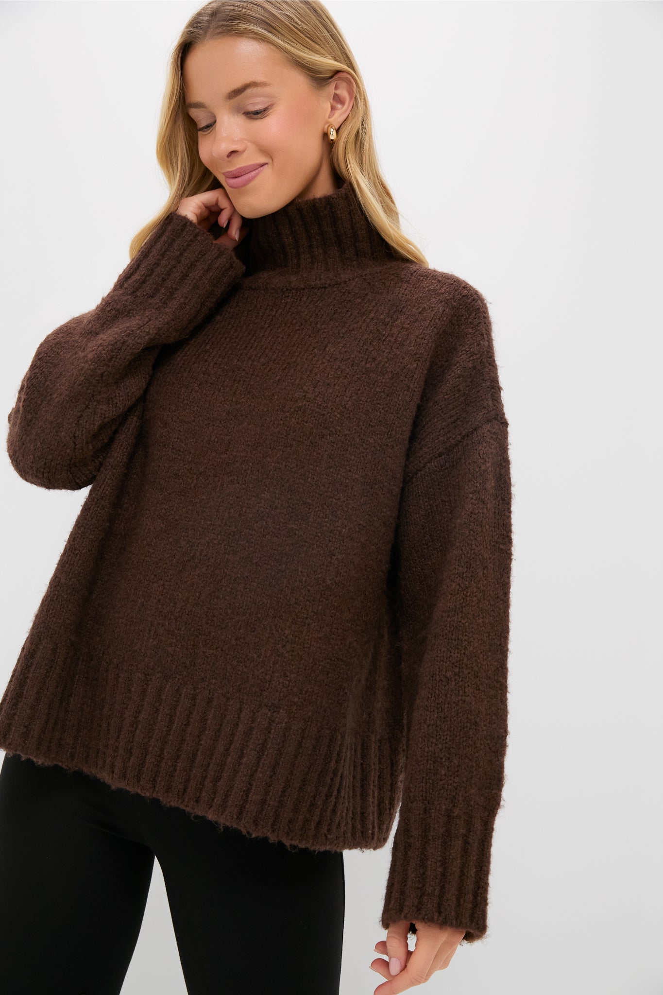 トップス Batoner SIGNATURE TURTLE NECK KNIT brown Chocolate Boucle Hannah Turtleneck Sweater | Tuckernuck