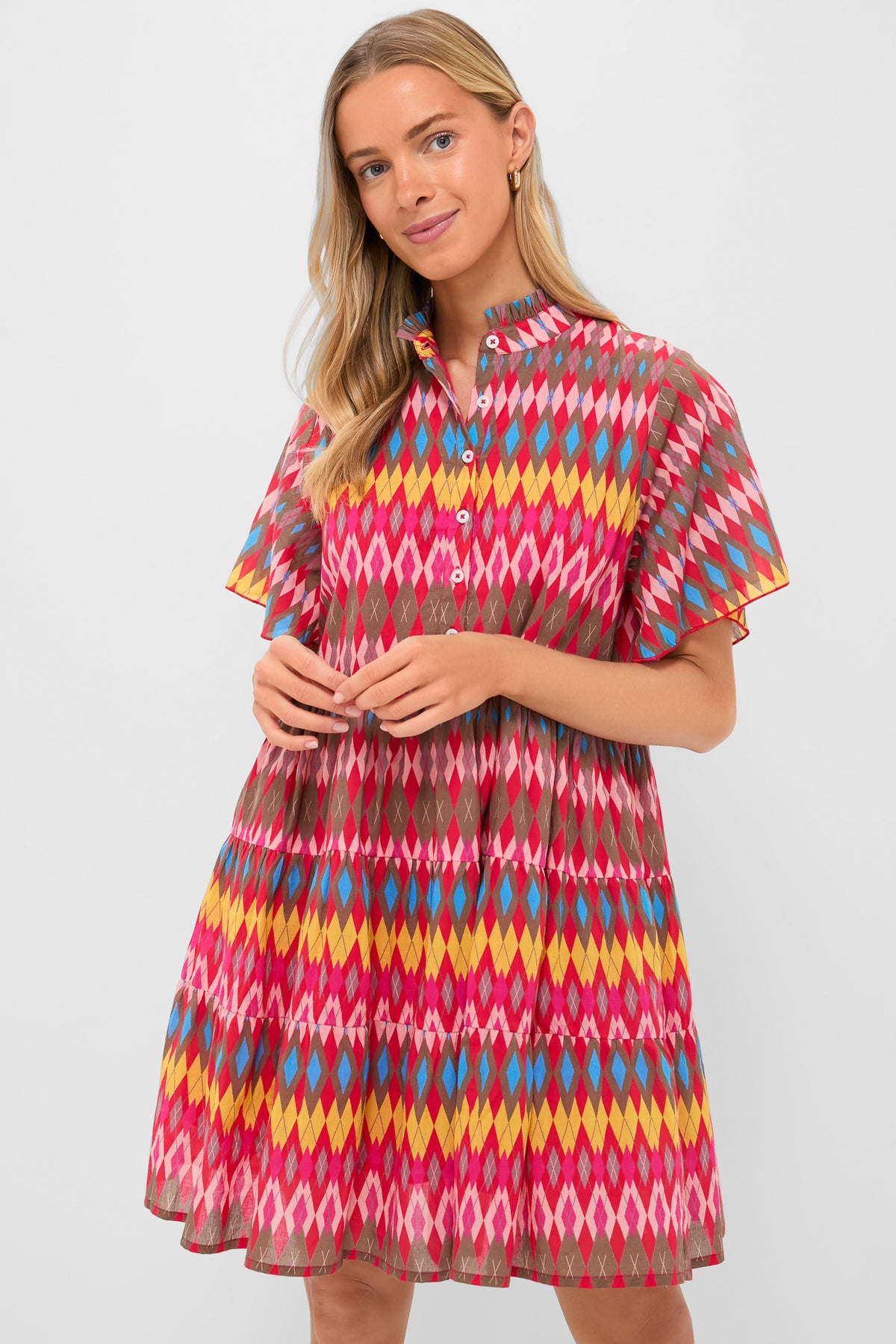 ro's garden vibeka ruffle mini dress Ro's Garden Exclusive Geraldine Red Vibeka Dress Geraldine Red / L