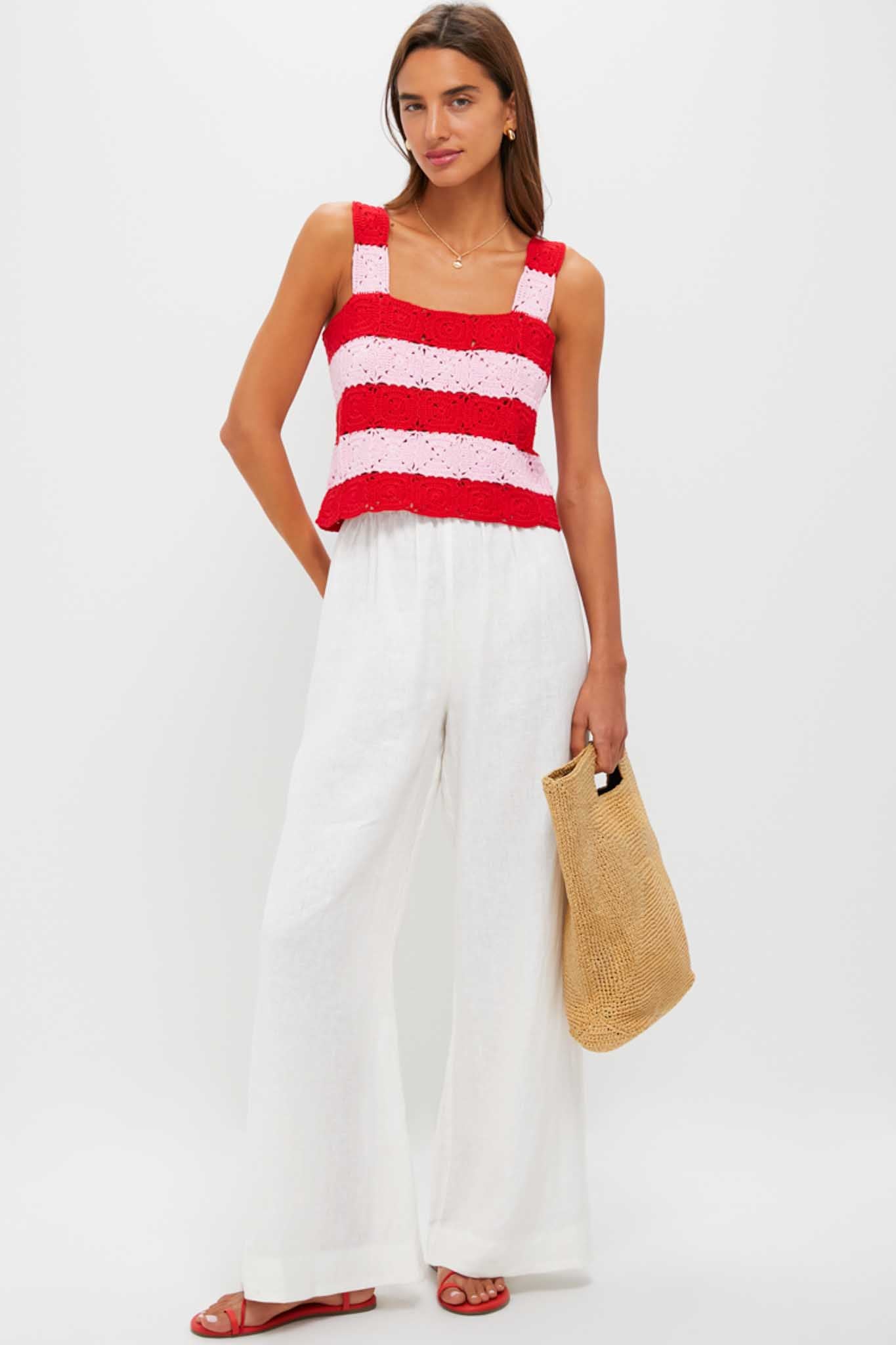 Pink & Red Crochet Cooper Tank