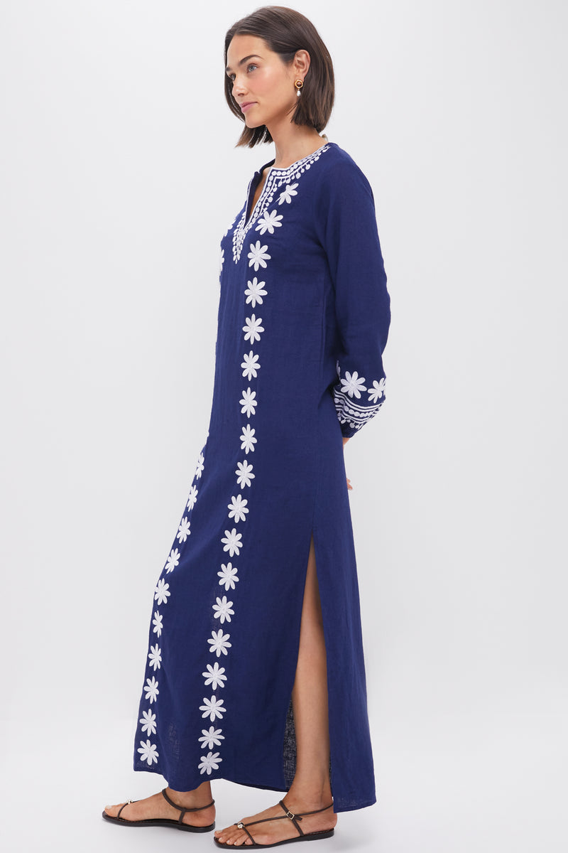 Navy Embroidered Caftan