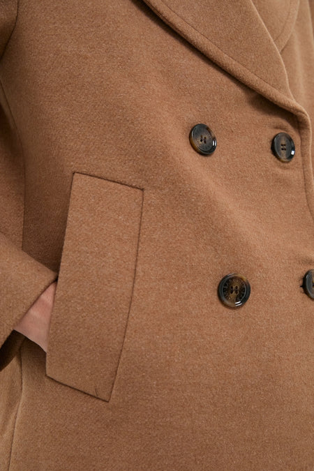 Camel Indie Military Wool Peacoat