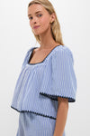 Blue Stripe Whipstitch Vivianna Top