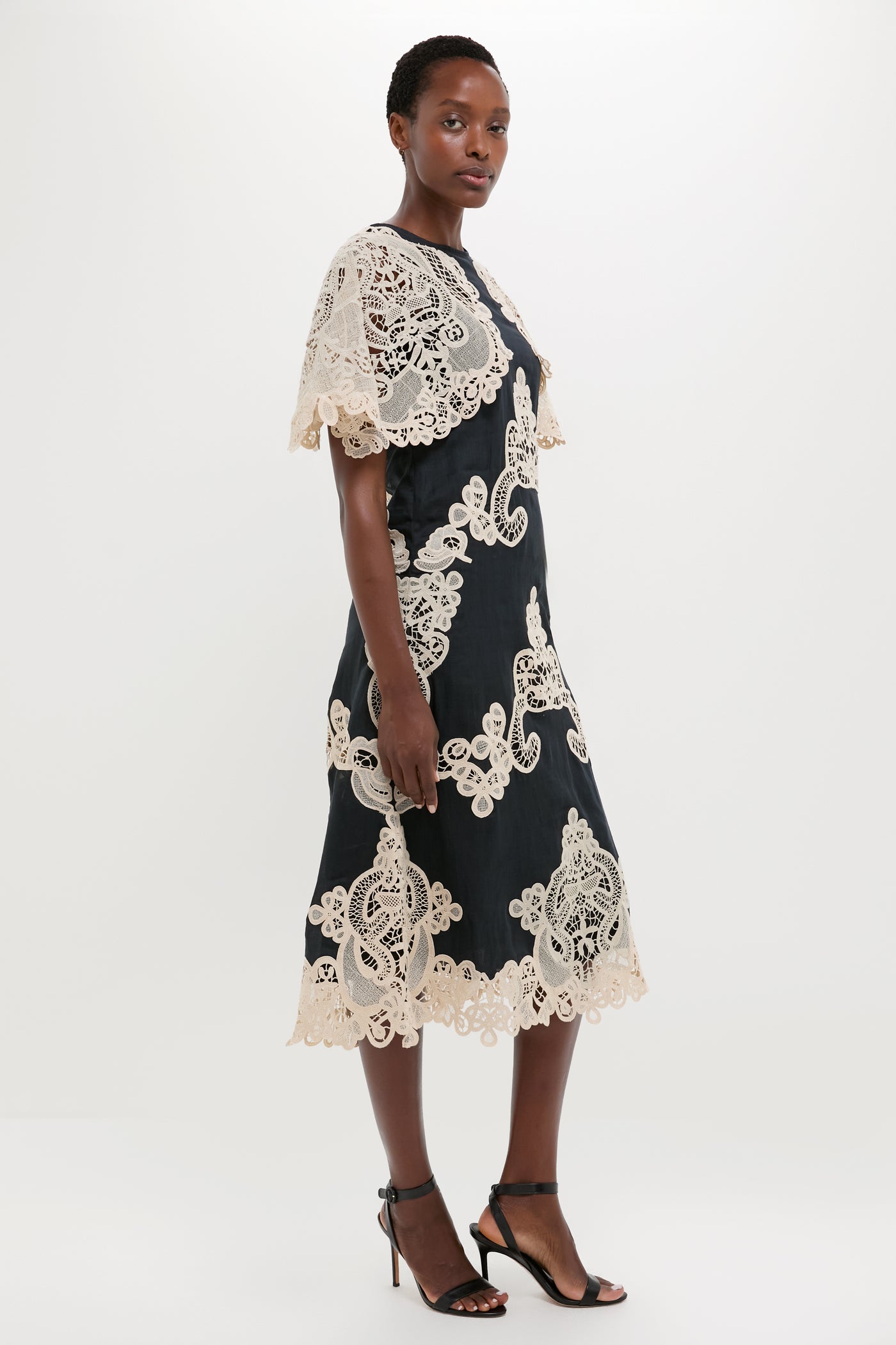 Black Medina Lace Midi Dress