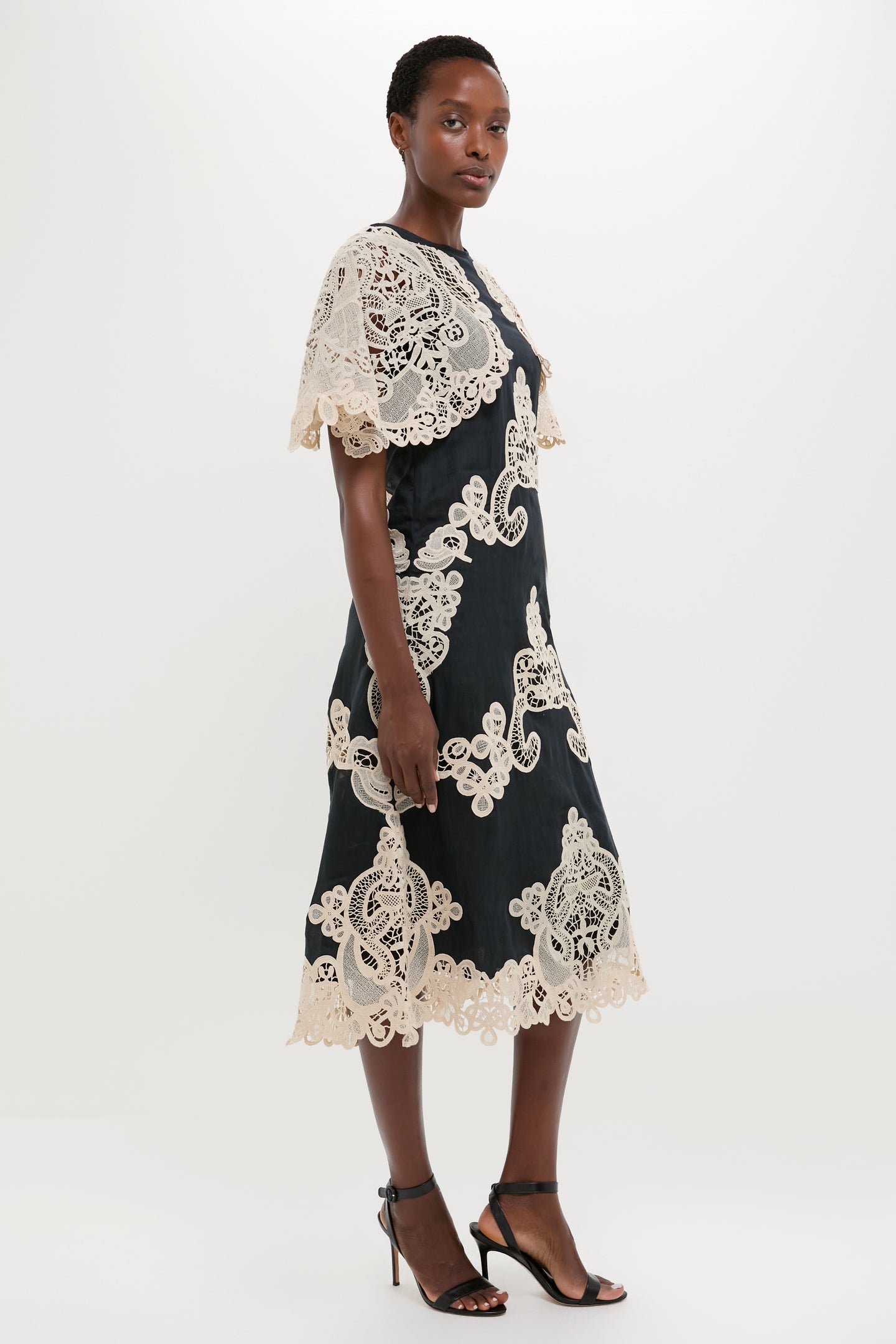 Black Medina Lace Midi Dress