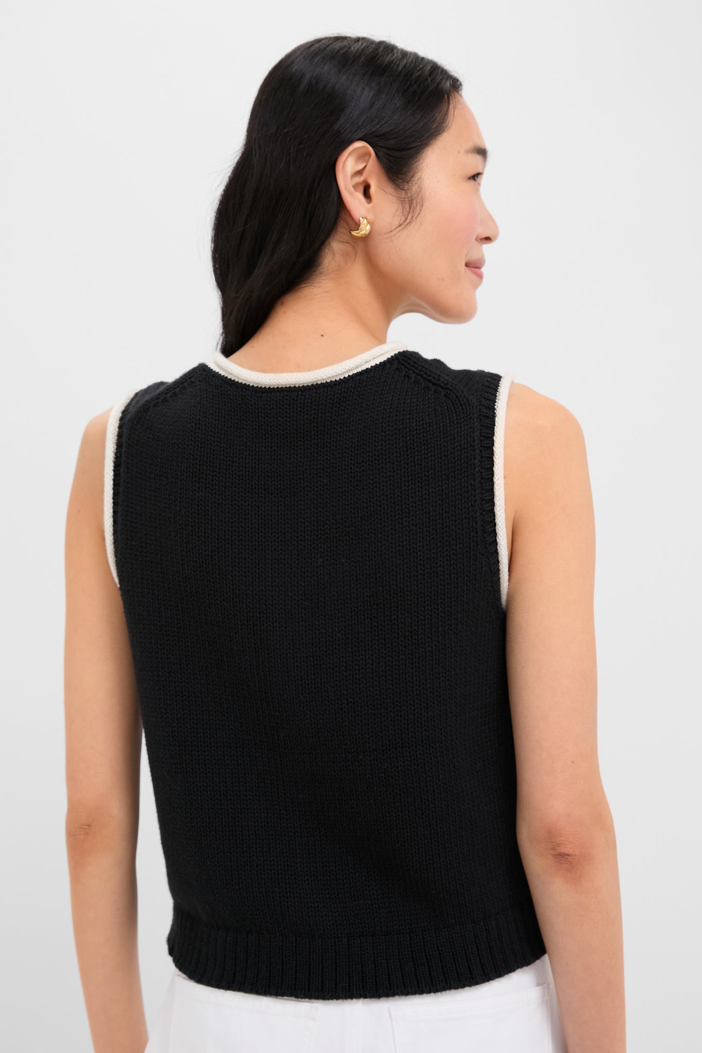 Black and Ivory Bridget Tipped Vest