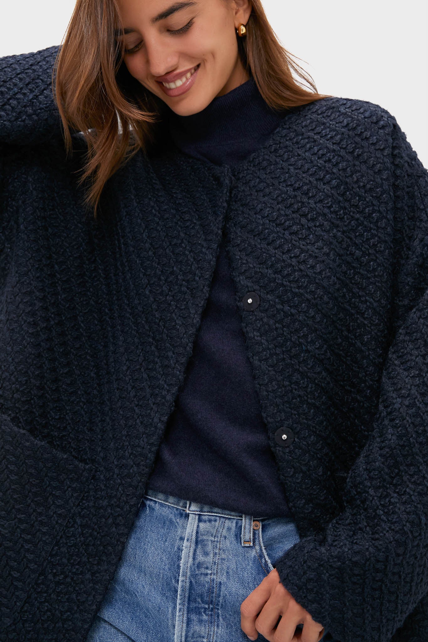 Navy Boucle Barrett Coat