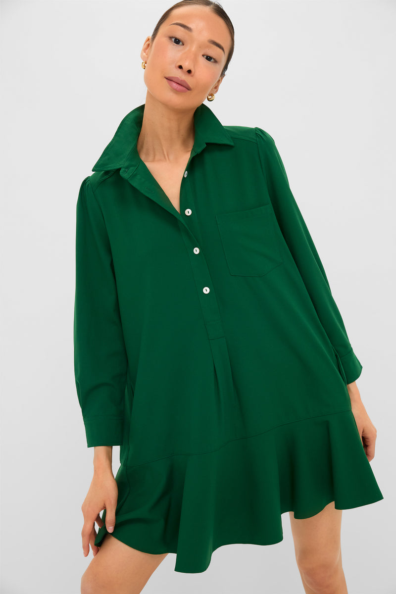 Hunter Green Crepe Callahan Dress