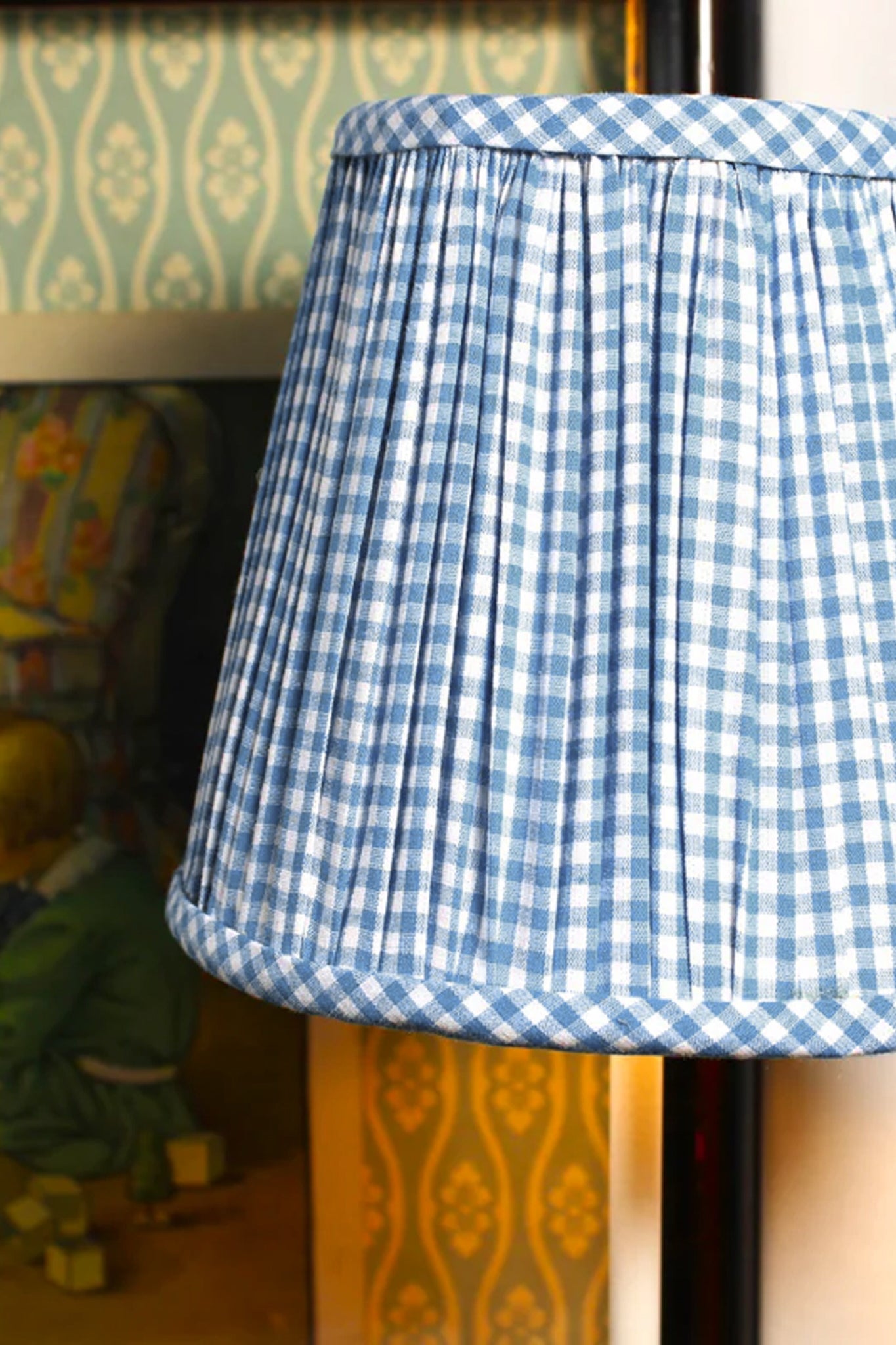 Light Blue Gingham Zafferano Lampshade