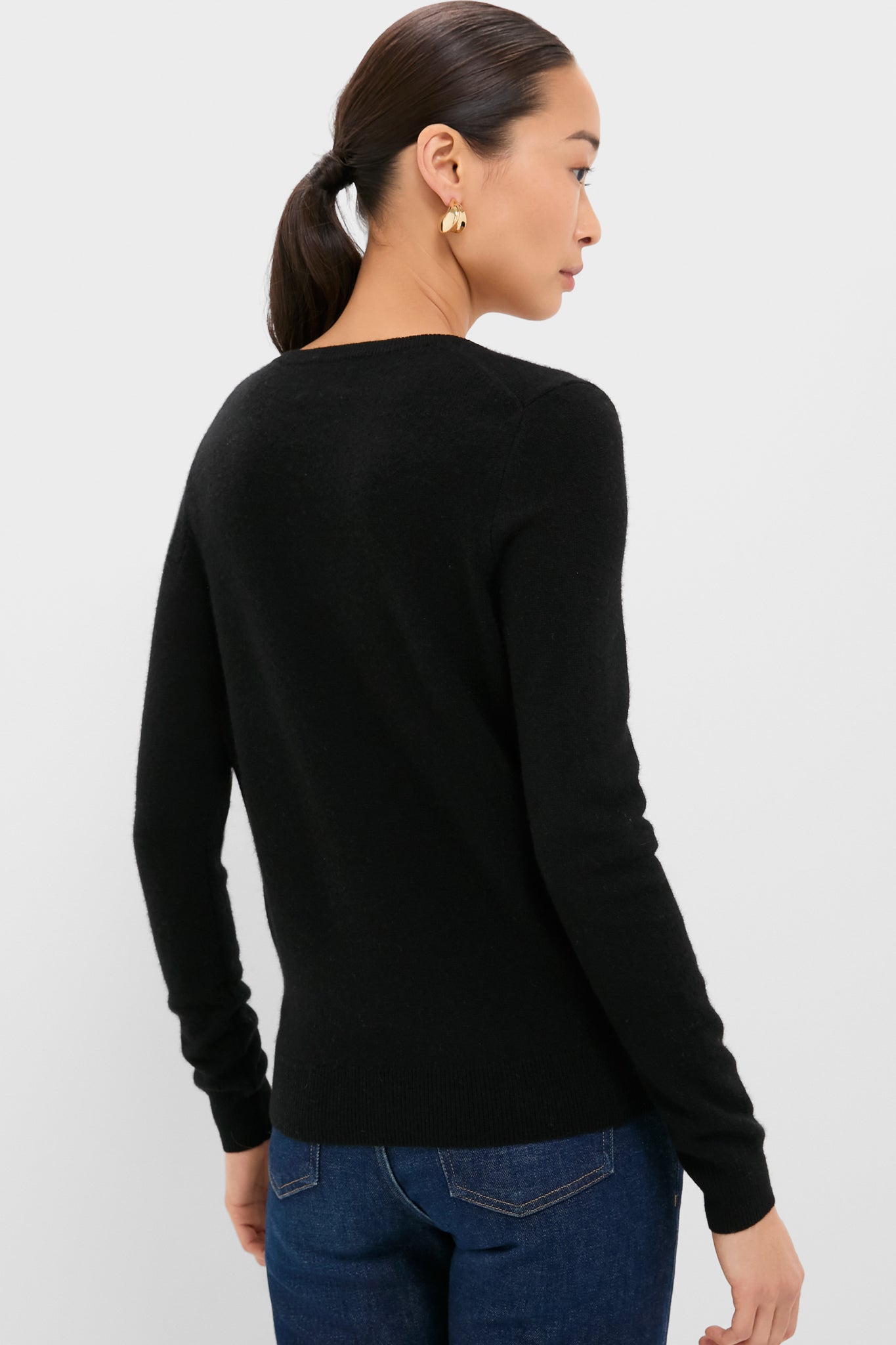 Black Cashmere V-Neck Sweater