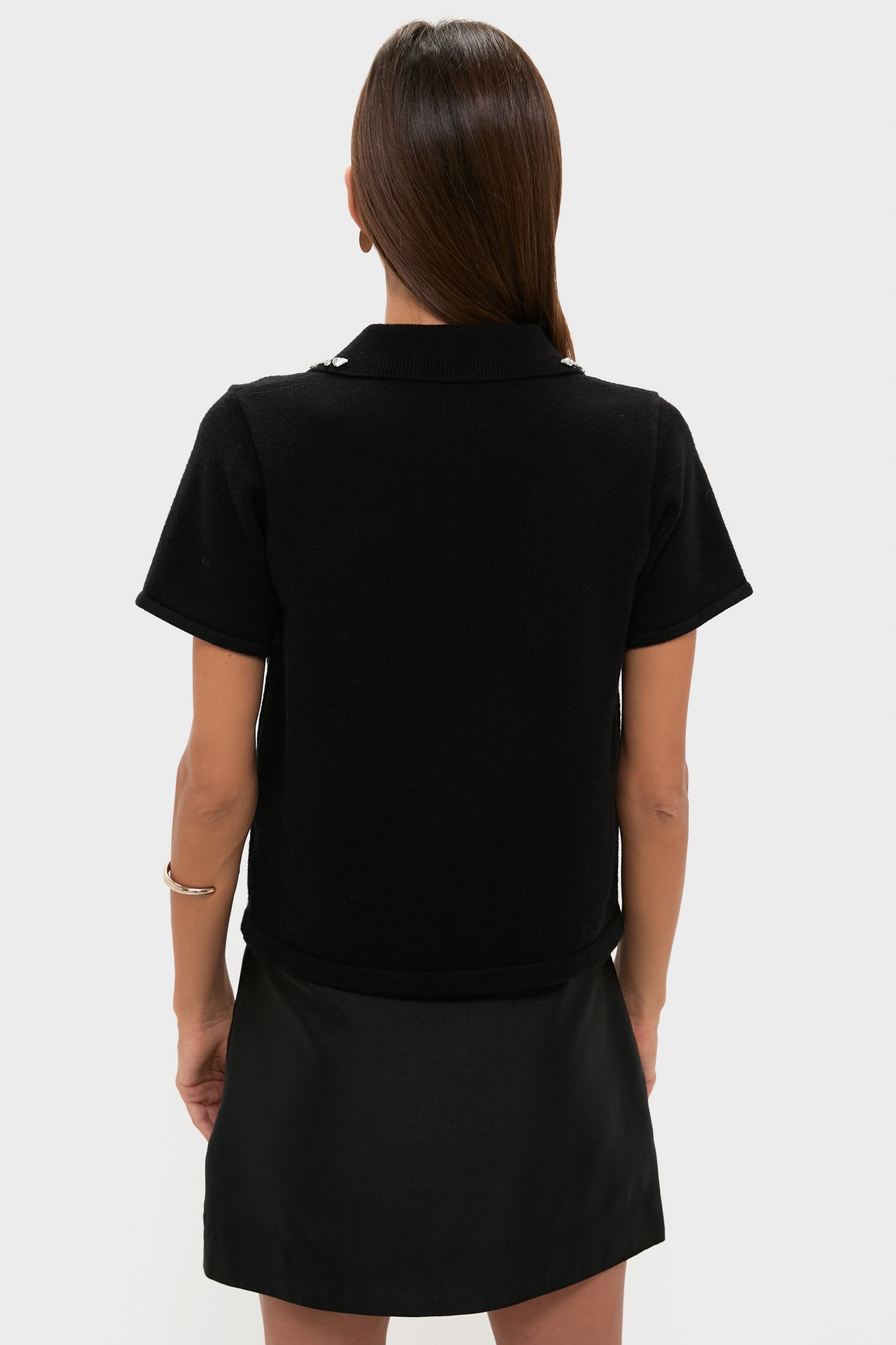Black Knit Embellished Anica Polo | Tuckernuck