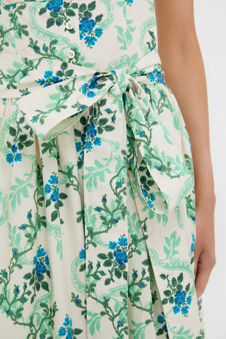 Cerulean Vine Cotton Poplin Sophie Dress