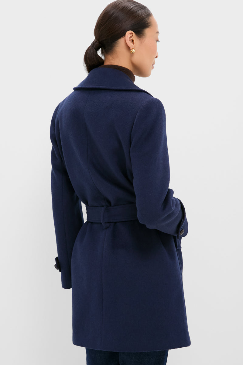 Navy Wool Ives Wrap Coat