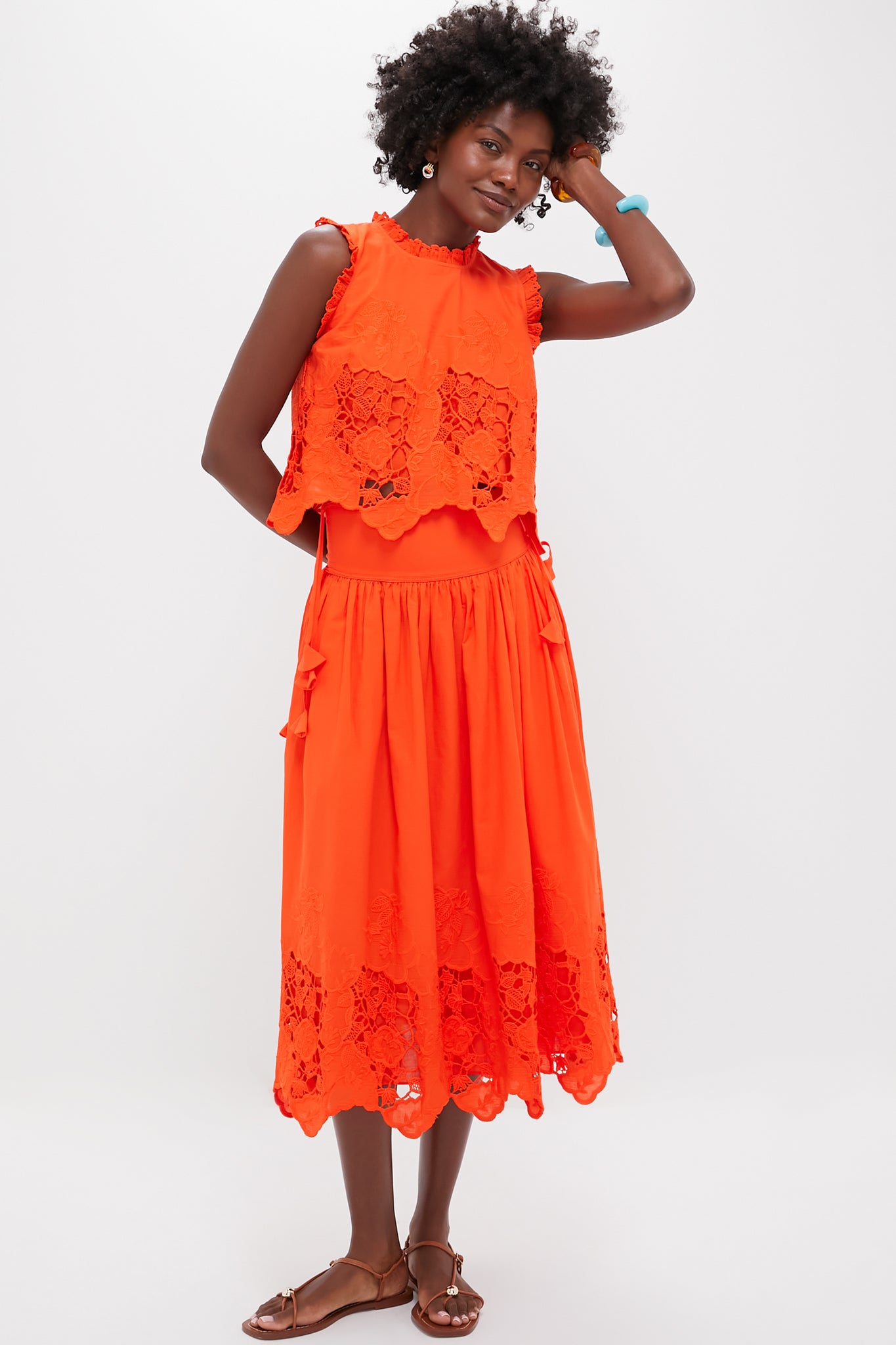 Tangerine Tango Embroidery Francesca Top