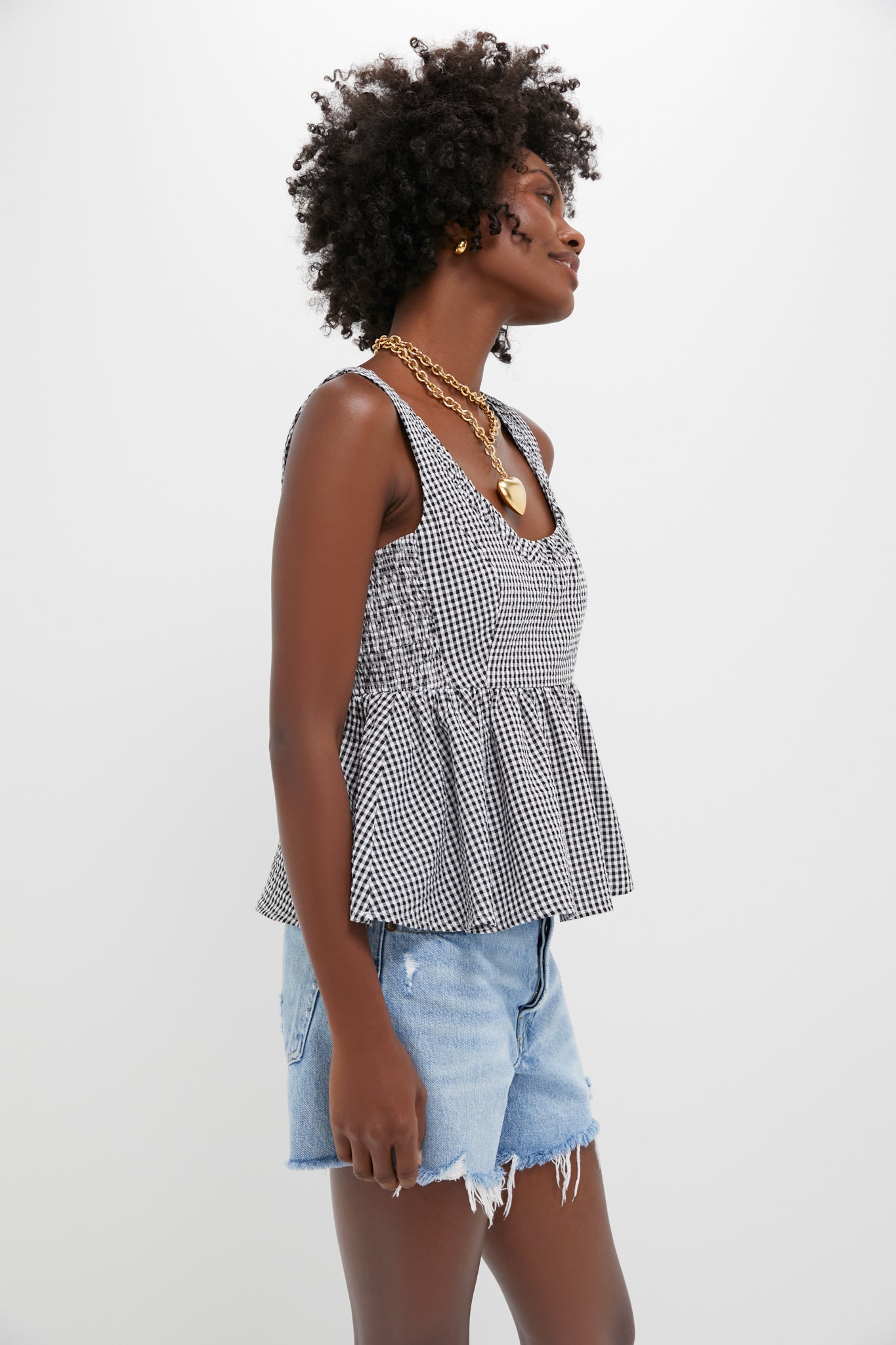 Black Gingham Seersucker Raven Bubble Top