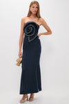 Navy Tactos Embroidered Maxi Dress