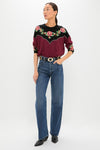 Wine Heirloom Rose Western Pullover