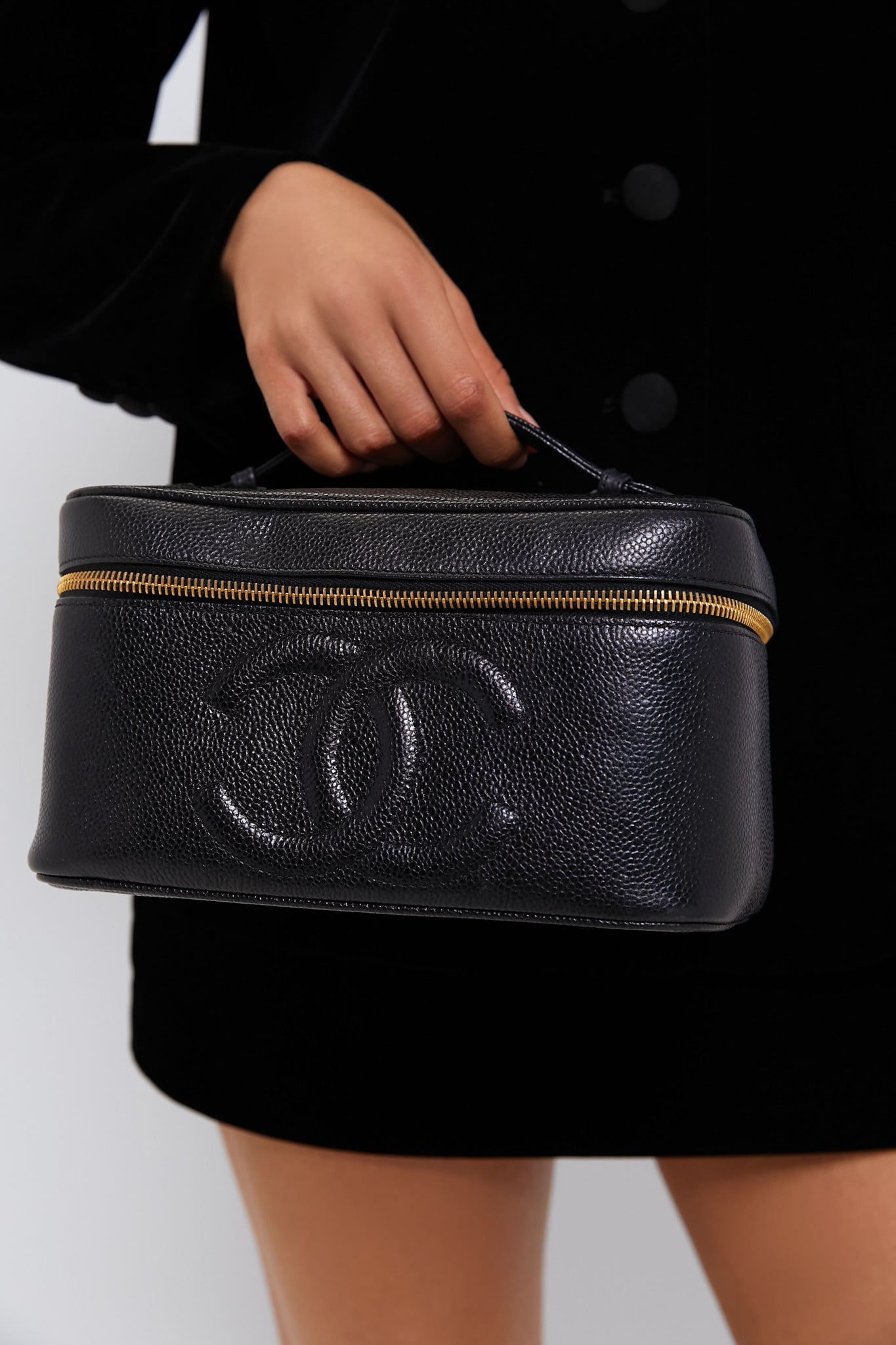 CHANEL Black Caviar Coco Mark Handbag