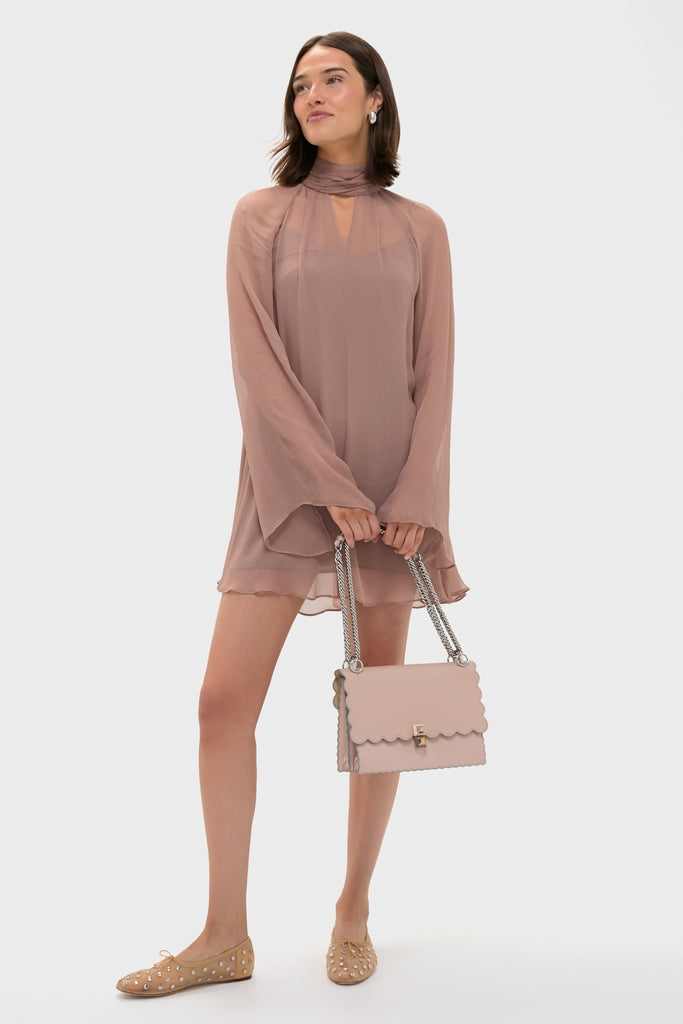 Fendi Light Pink Vitello Liberty Scalloped Studded Kan I Shoulder Bag