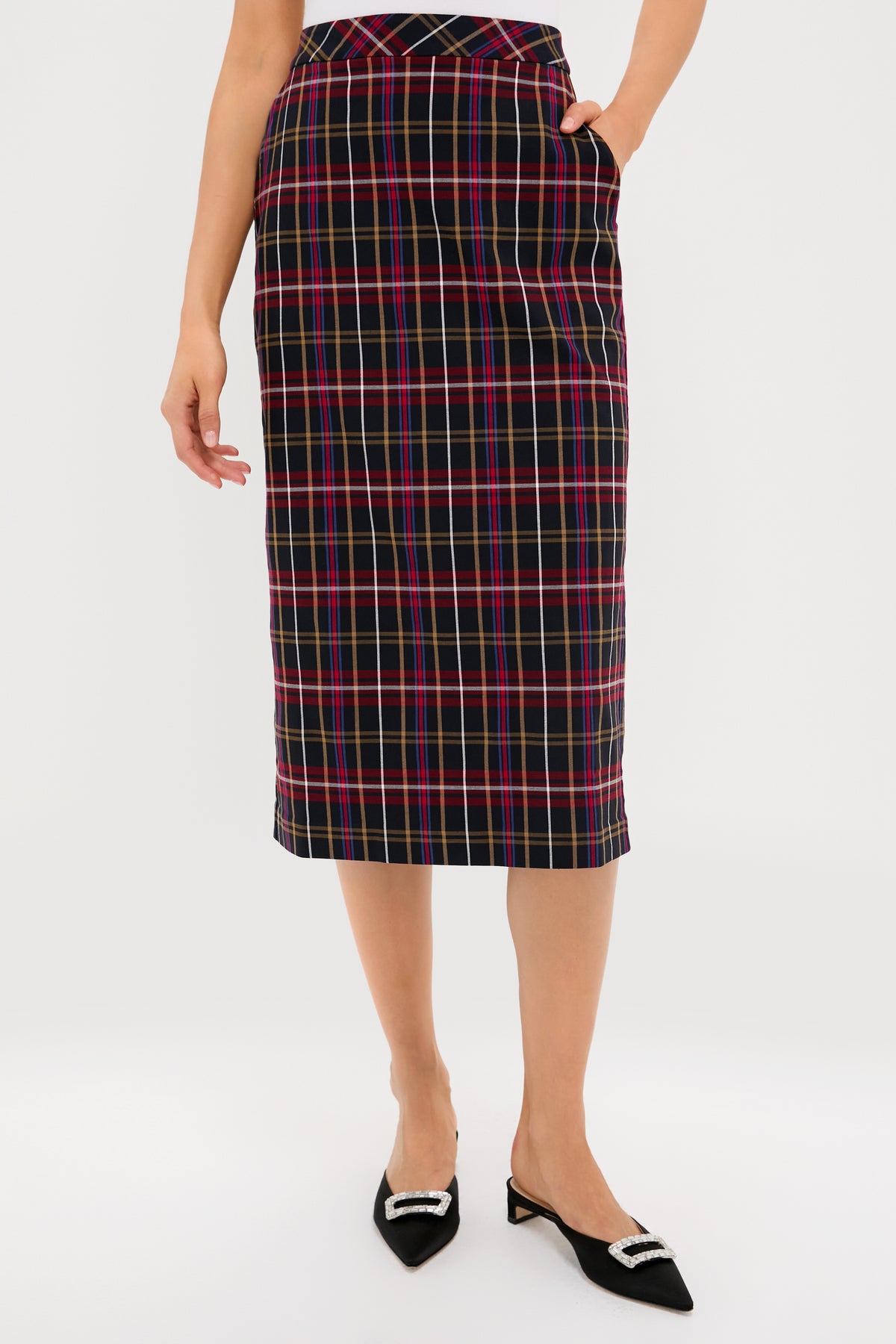 Baroque Tartan Gwyneth Midi Skirt