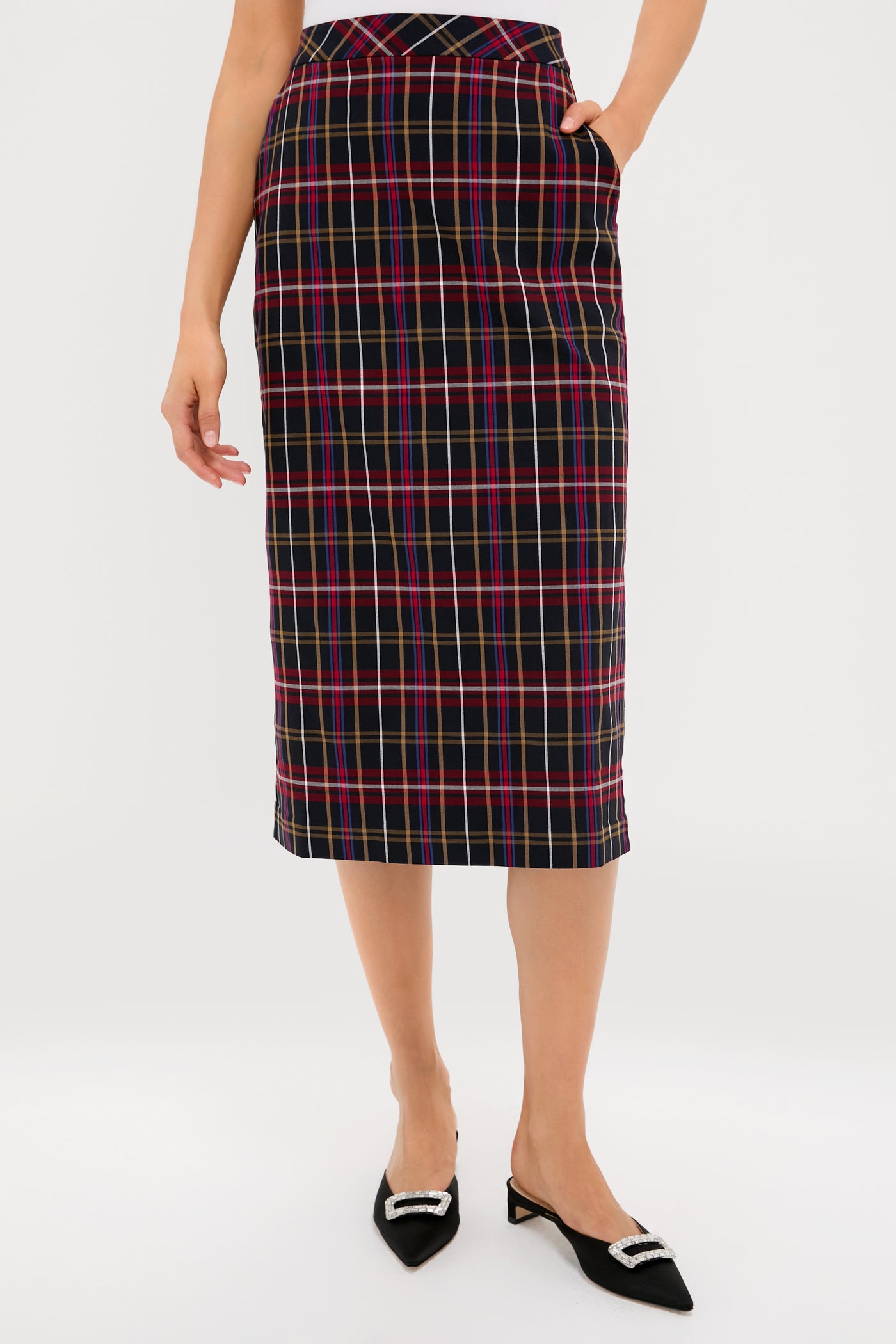 Baroque Tartan Gwyneth Midi Skirt