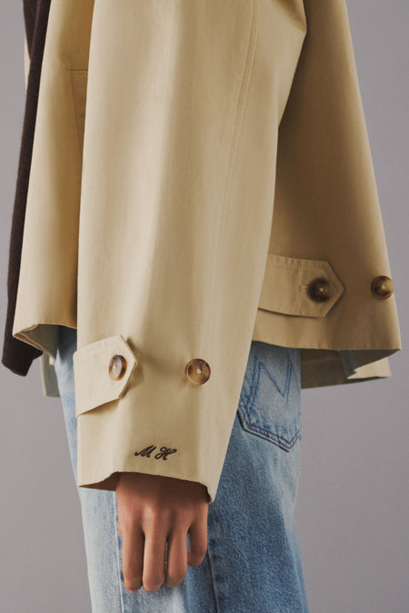 Khaki Drew Short Trench Coat