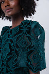 Green Velvet Eyelet Catalina Dress