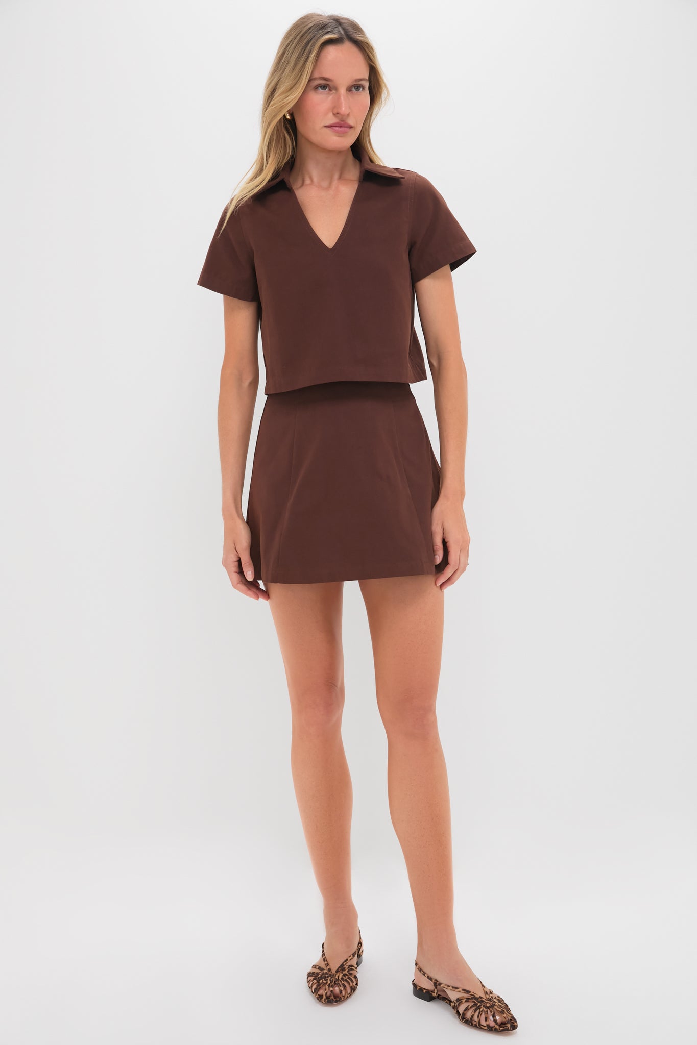 Chocolate Brown Cropped Glenn Skirt