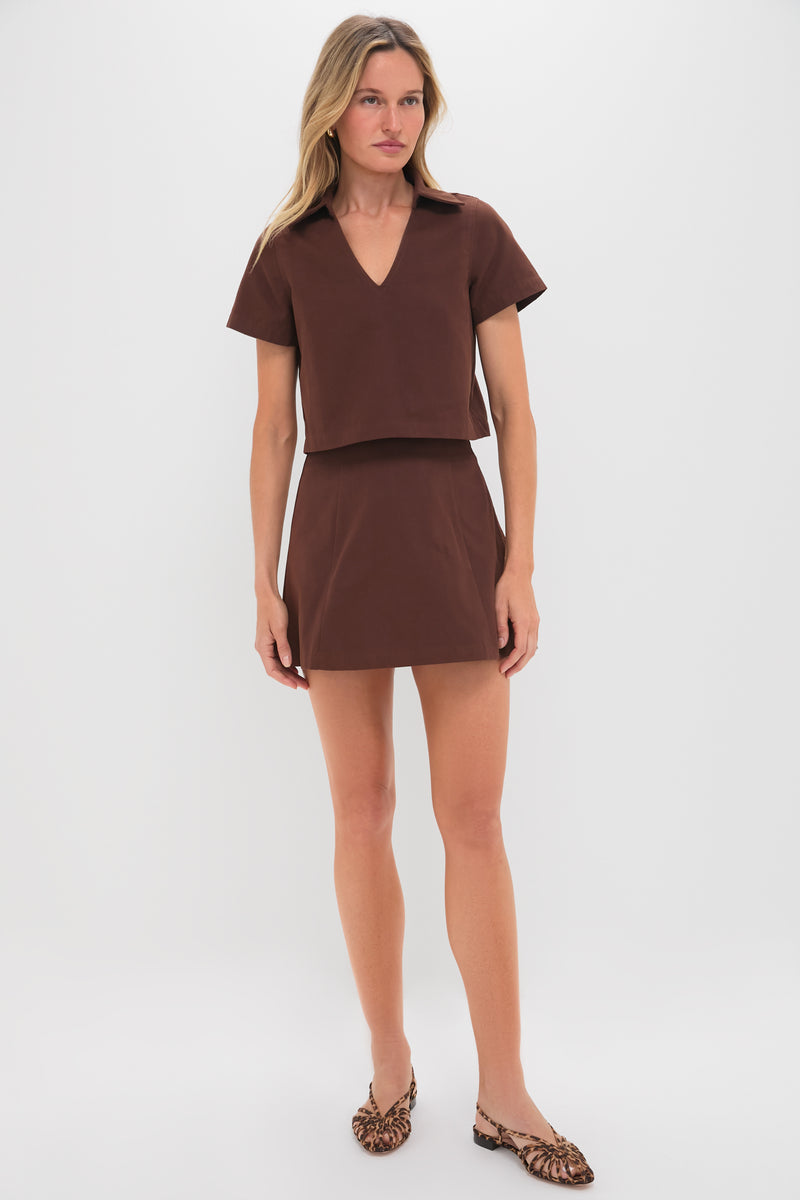 Chocolate Brown Cropped Glenn Skirt