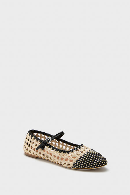 Cream and Black Mary Jane Nell Flat