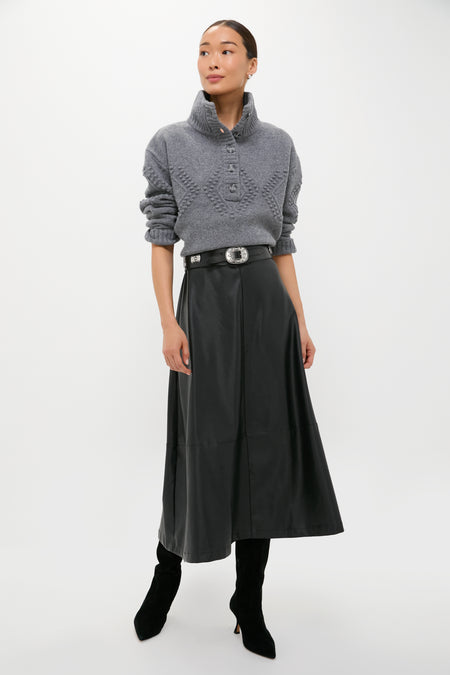 Black Leather Veronica Maxi Skirt