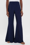 Navy Viscose Charmeuse Moore Wide Leg Pant