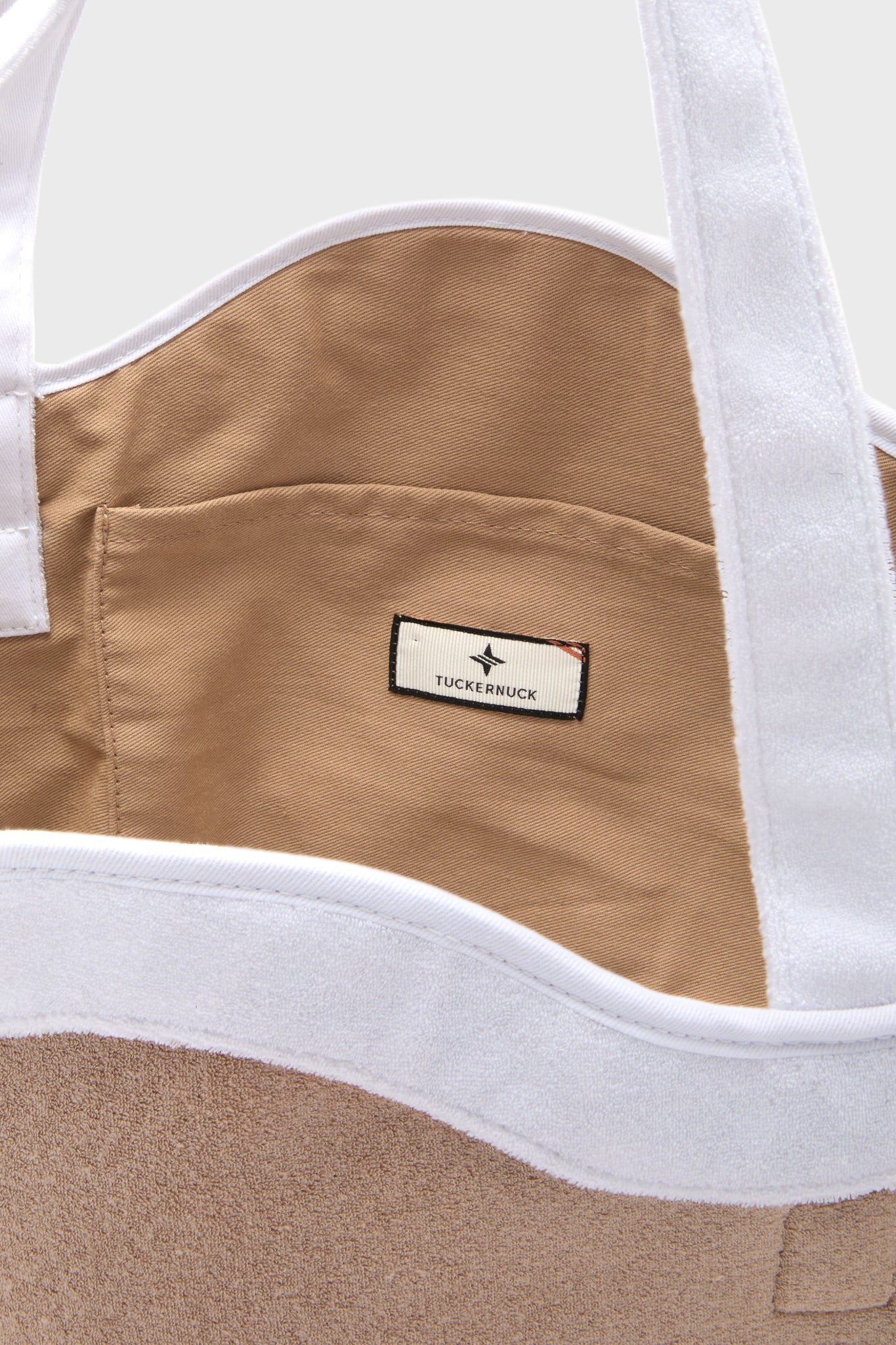 Sand and White Terrycloth August Tote