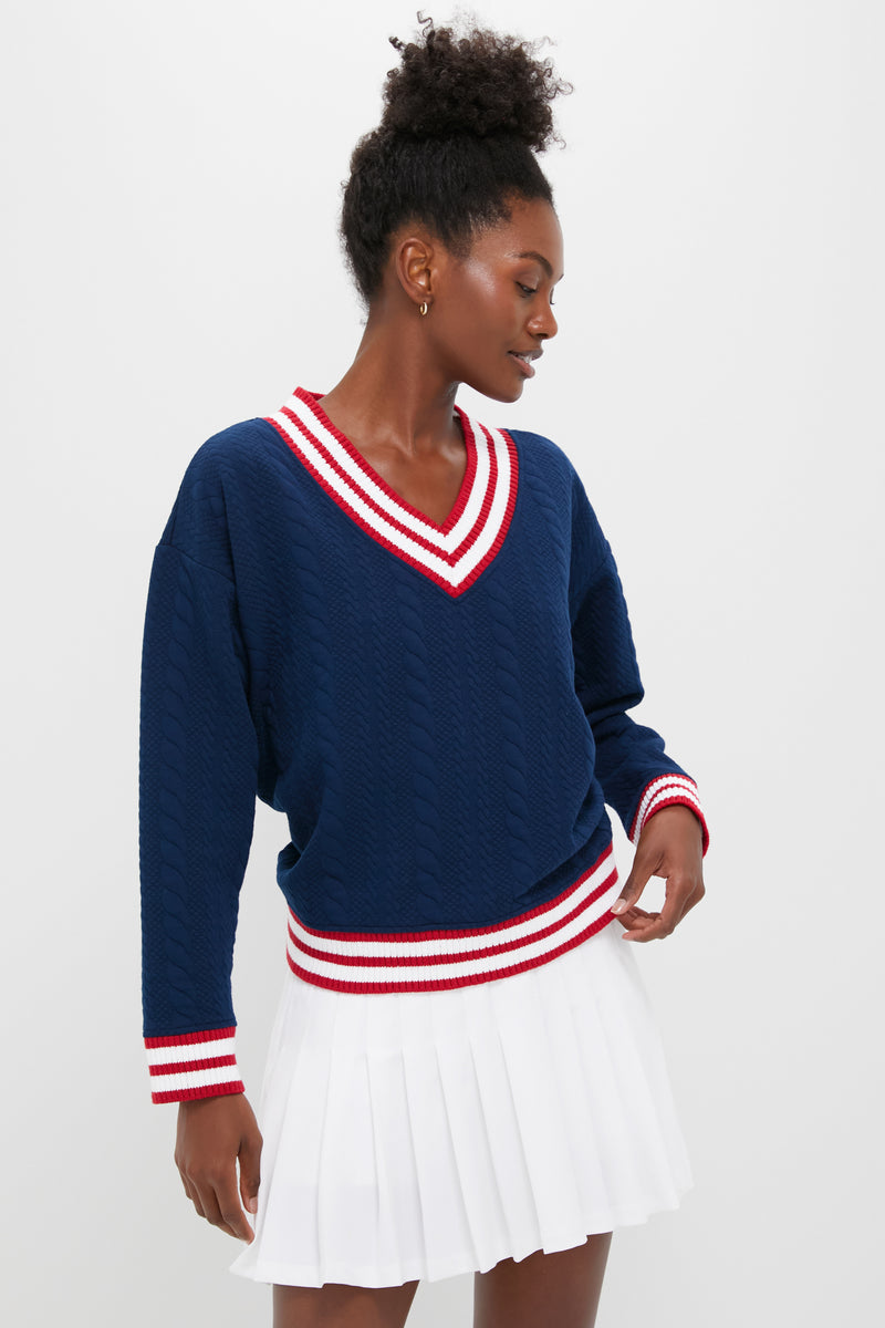 Navy and Red Turner Pullover