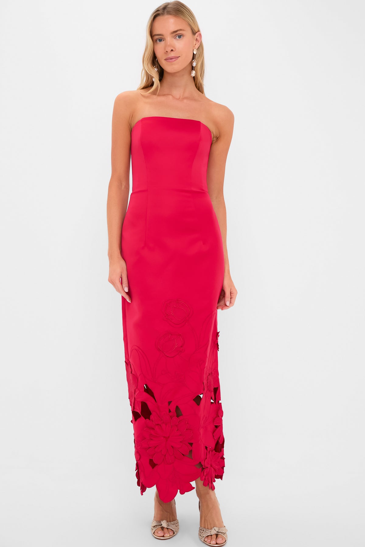 knee length dresses for ladies Rosa Rayna Applique Bustier Maxi Dress