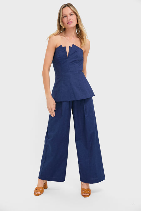 Navy Denim Corozo Top