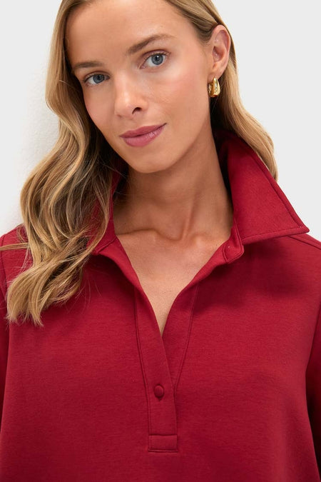 Red Carlyn Long Sleeve Polo