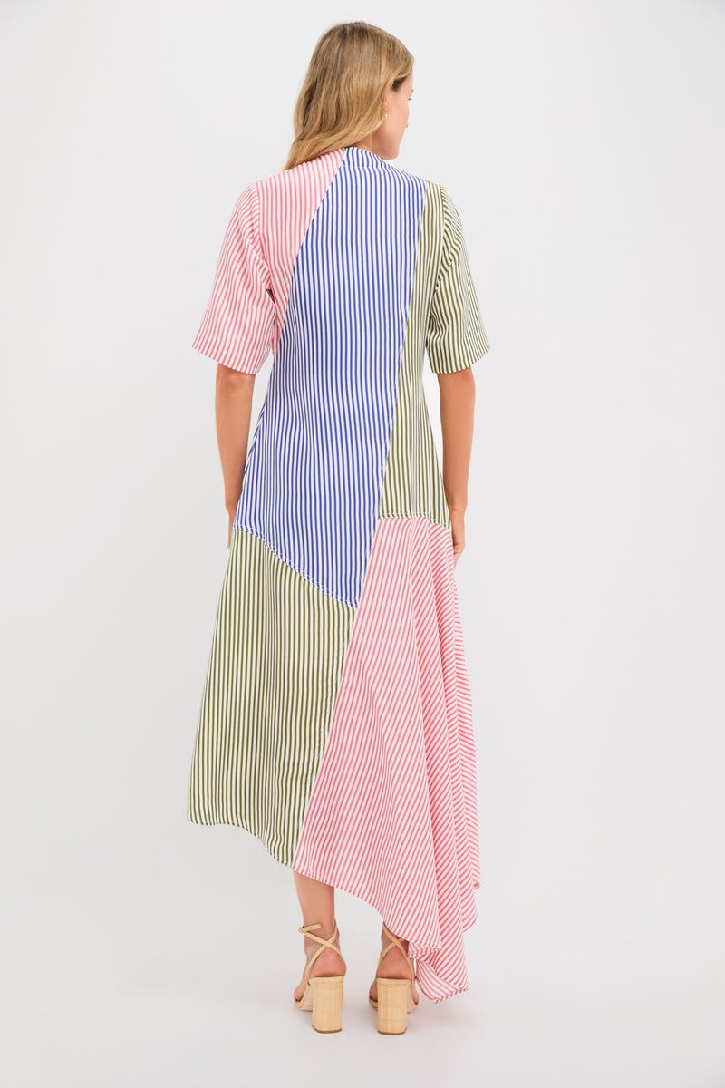 Linear Cobalt Matcha Salmon Infinity Dress