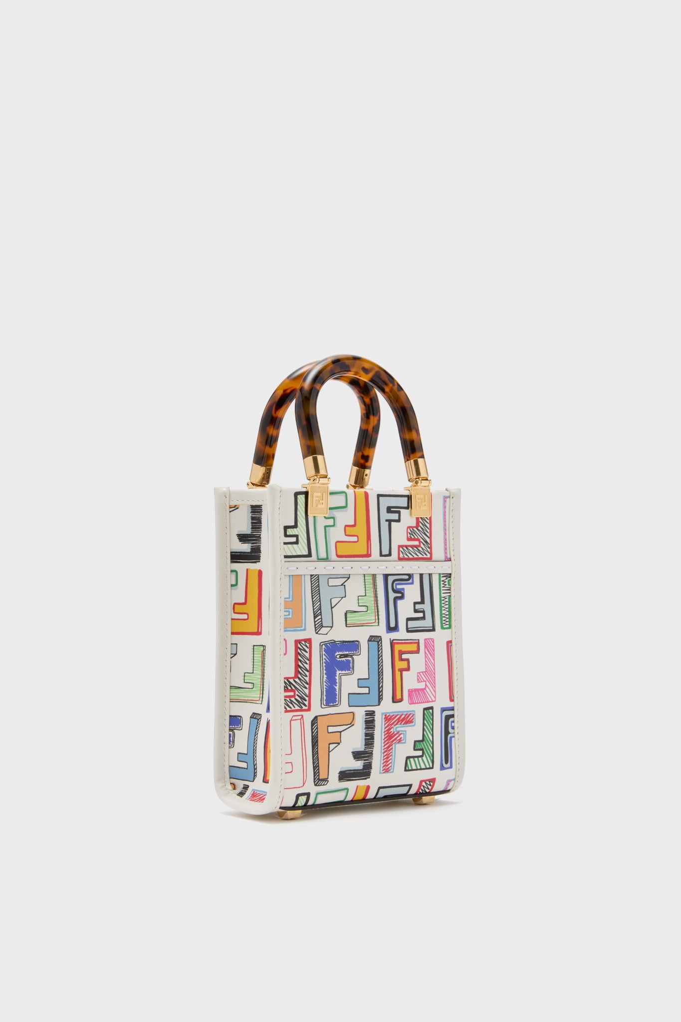 FENDI White Multicolor Leather Sunshine Shoulder Bag