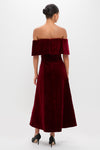 Burgundy Wind Velvet Carita Midi Dress