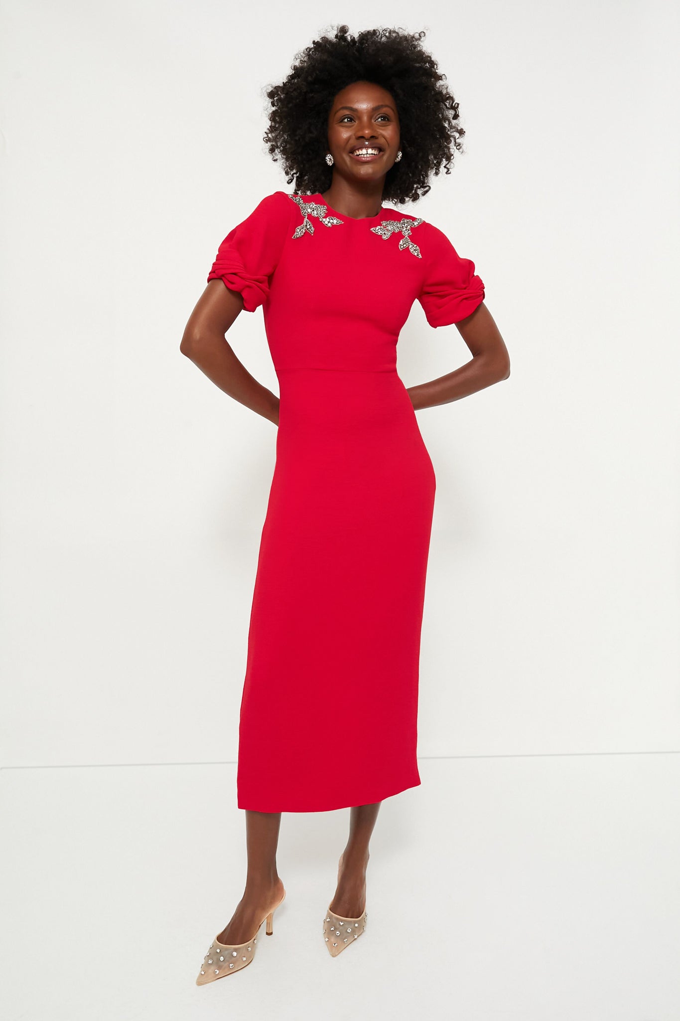 Red short sleeve dress online