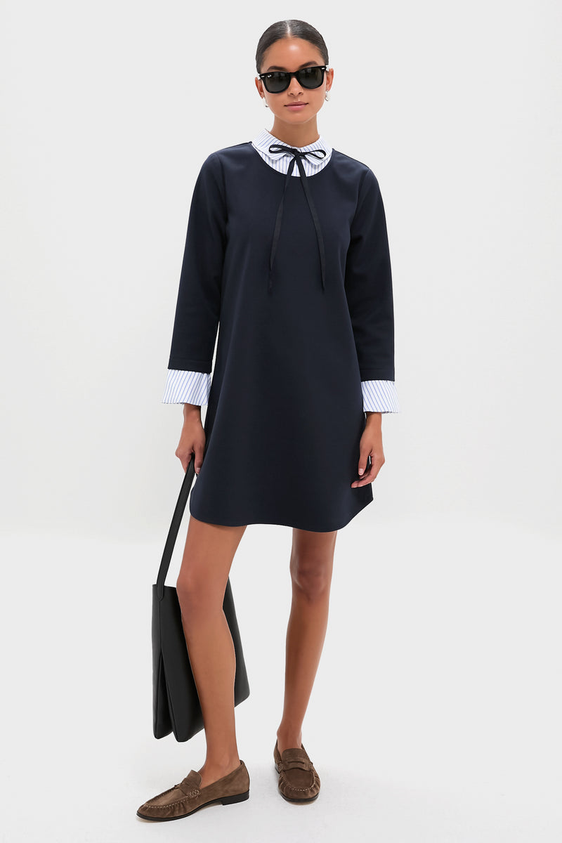 Navy Knit Long Sleeve Burbank Mini Dress