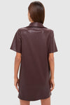 Merlot Leather Violetta Shirt Dress