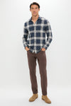 Navy Cloud Plaid Legend Sweater Shirt