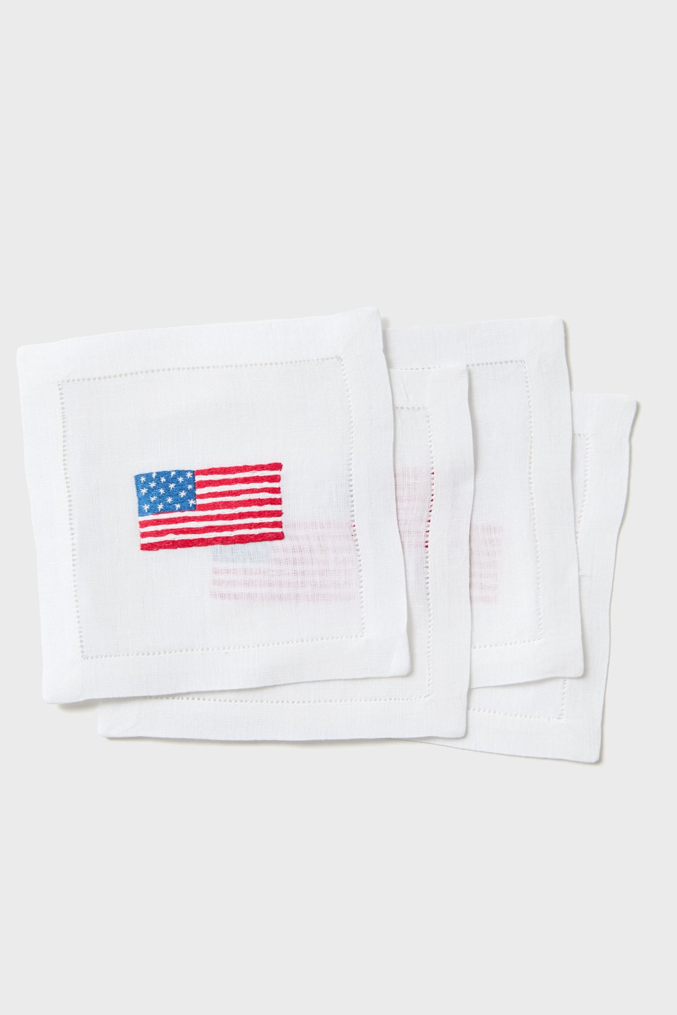 American Flag Embroidered Cocktail Napkins Set of 4