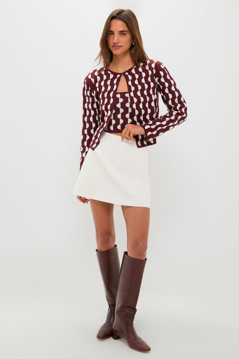 Wine and Off White Copa Knit Jacket