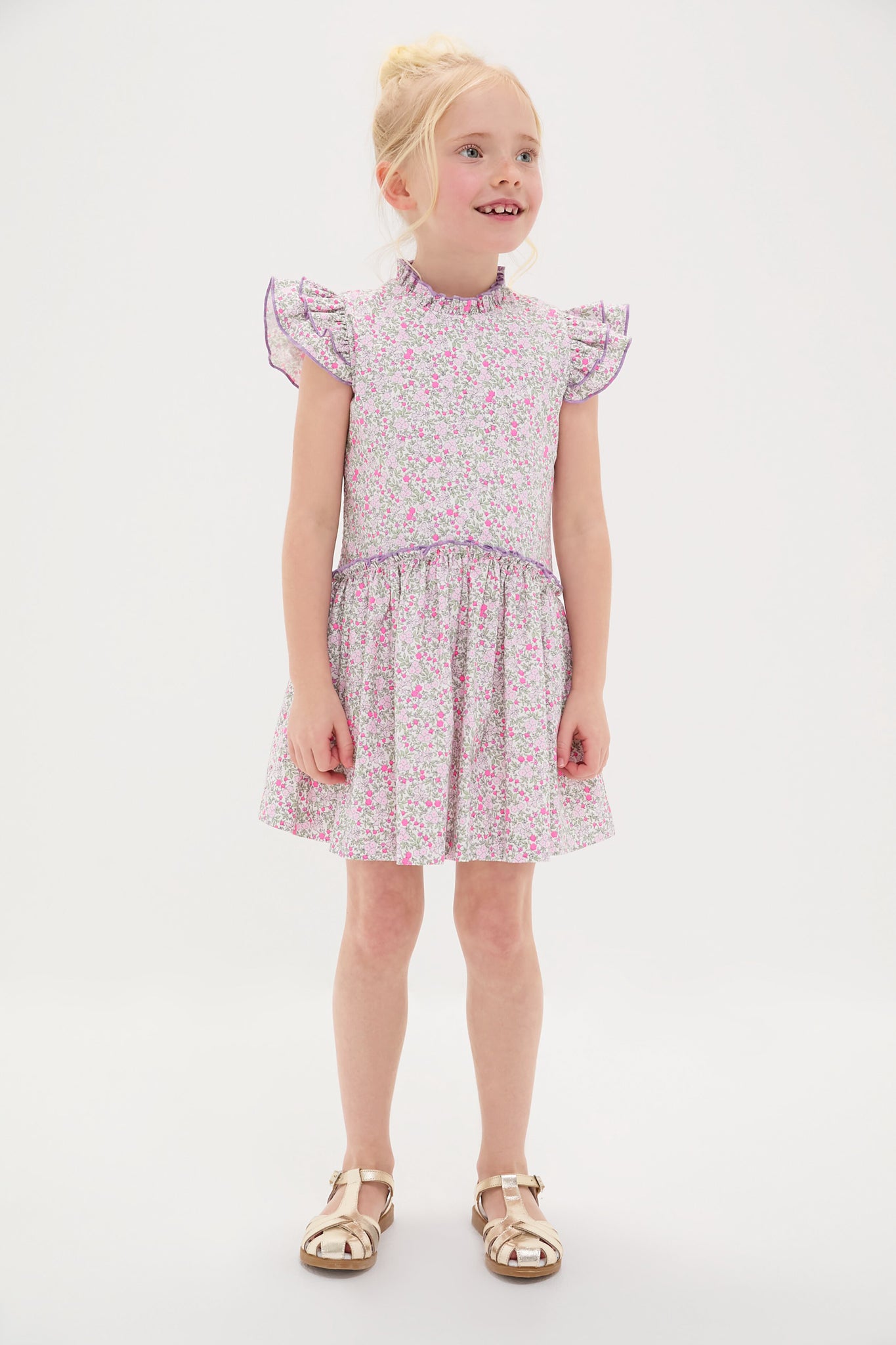 Fuschia Floral Filomena Drop Waist Dress