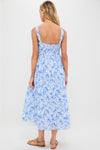 Blue Watercolor Annette Midi Dress