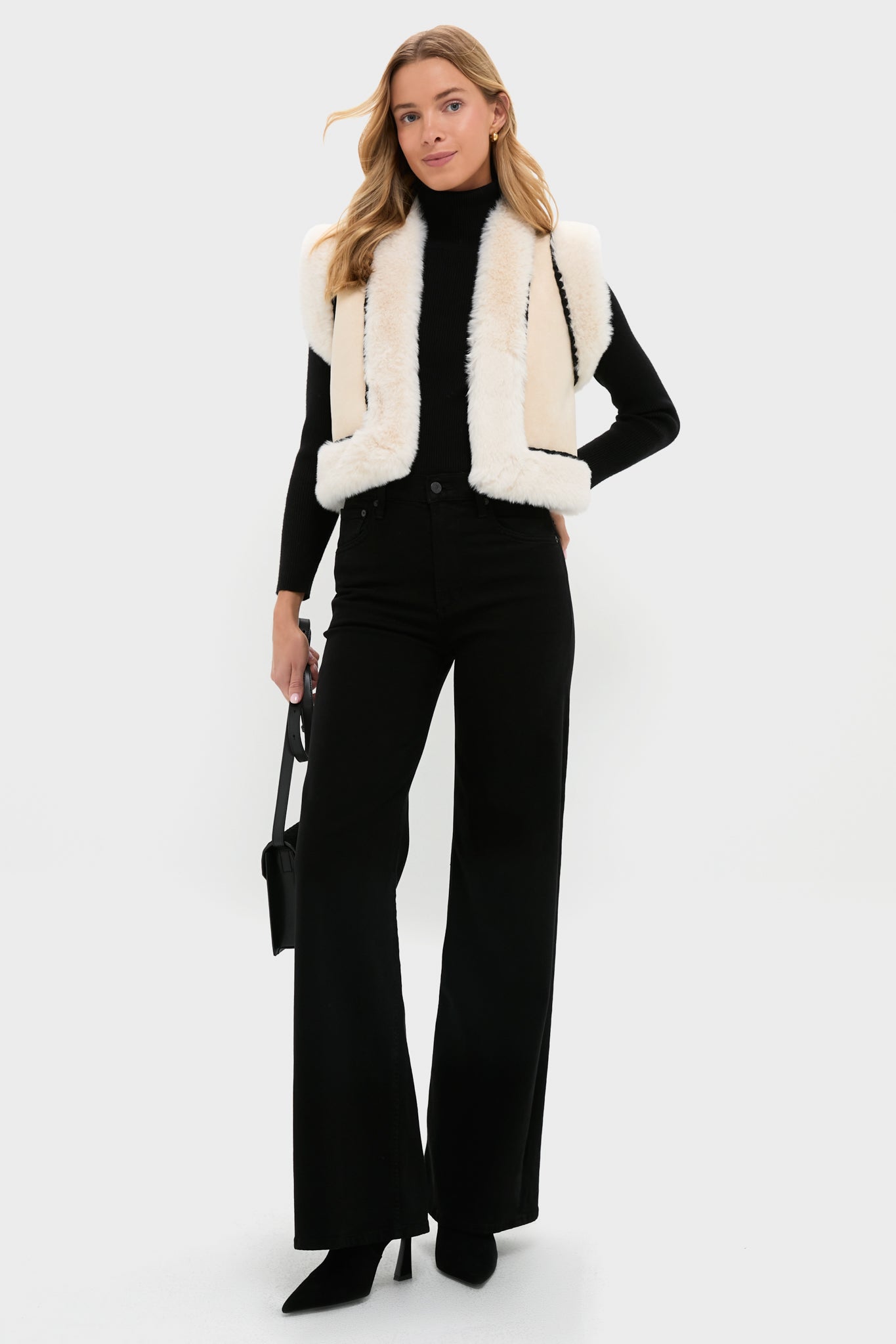 Cream Suede Cropped Chamonix Vest | Hyacinth House