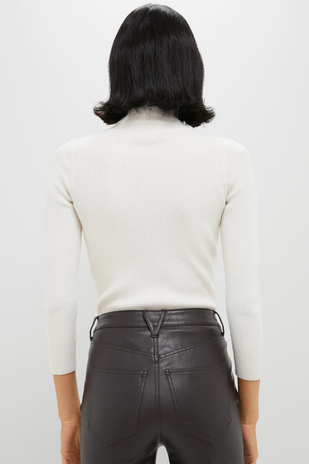 Winter White Arlo Ribbed Turtleneck
