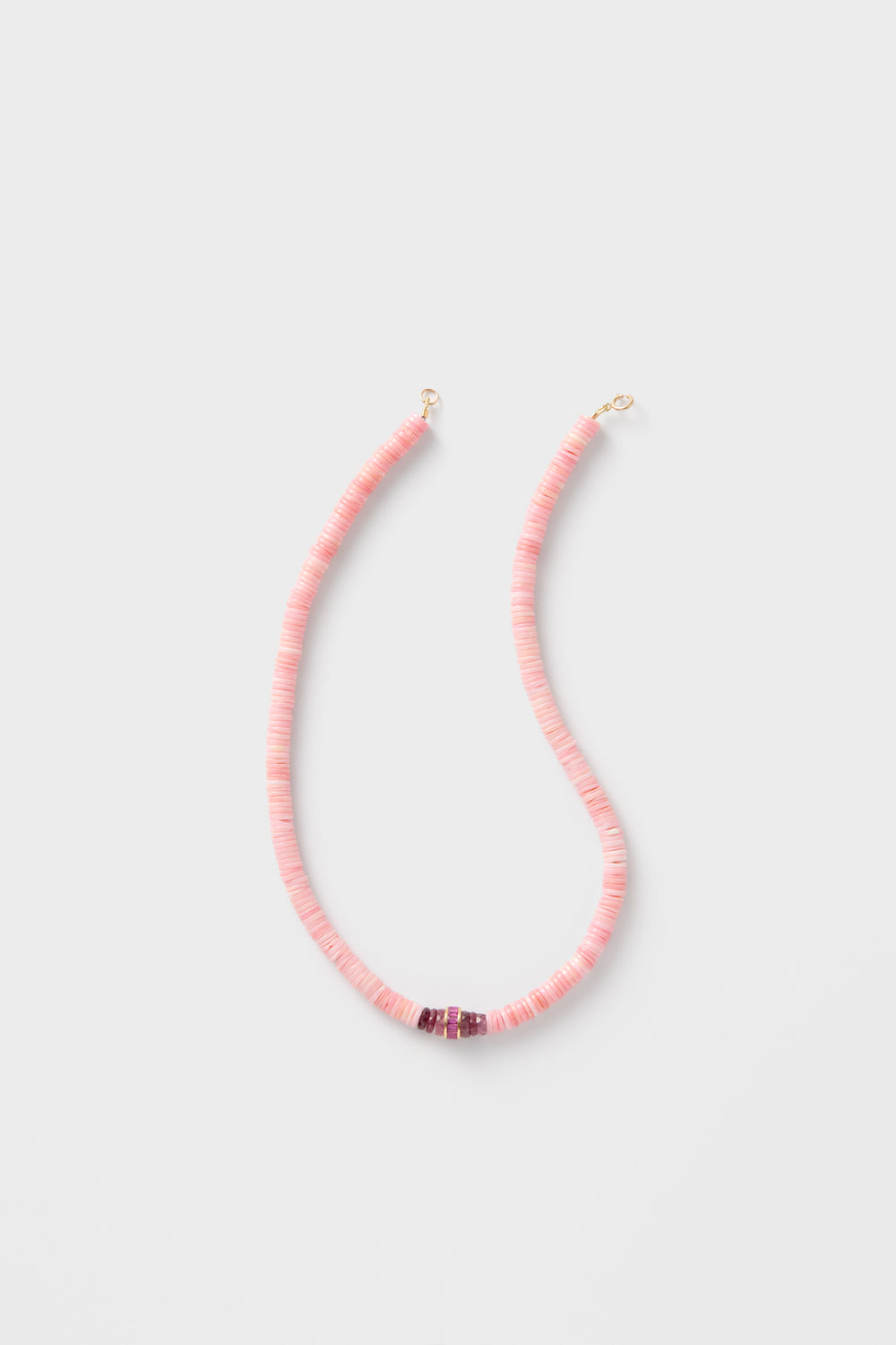 Conch With Ruby Barrel Bead Necklace